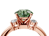 Rose gold Three-Stone Fancy Green Round  Cut Diamond Solitaire with Prong Setting and Classic Band_32