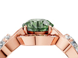 Rose gold Three-Stone Fancy Green Round Cut Diamond Wave Pave Band with Prong Setting_4