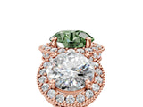 Rose gold Three-Stone Fancy Green Round Cut Halo Diamond Milgrain Band with Four-Prong Setting_5
