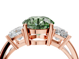 Rose gold Three-Stone Fancy Green Round  Cut Solitaire Ring with Prong Setting_7