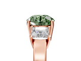Rose gold Three-Stone Fancy Green Round  Cut Solitaire Ring with Prong Setting_8