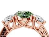 Rose gold Three-Stone Fancy Green Round  Diamond Milgrain Pave Band with Prong Setting 5
