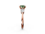 Rose gold Three-Stone Fancy Green Round  Diamond Ring with Pear Side Stones in Four-Prong Setting_90