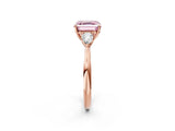 Rose gold Three-Stone Fancy Pink Asscher Cut Brilliant Diamond Solitaire Ring with Tapered Band and Four-Prong Setting_5