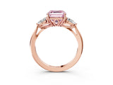 Rose gold Three-Stone Fancy Pink Asscher Cut Brilliant Diamond Solitaire Ring with Tapered Band and Four-Prong Setting_6