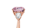Rose gold Three-Stone Fancy Pink Asscher Cut Brilliant Diamond Solitaire Ring with Tapered Band and Four-Prong Setting_8