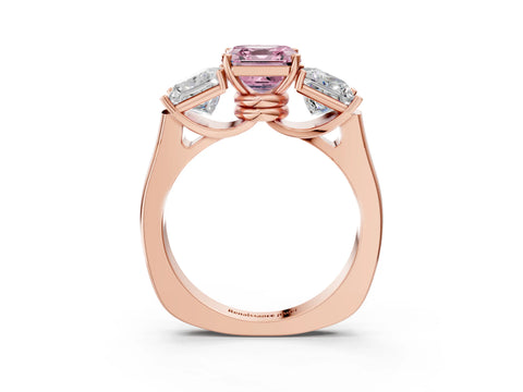 Rose gold Three-Stone Fancy Pink Asscher Cut Brilliant Diamond Trellis Ring with Comfort Fit Band_3