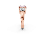 Rose gold Three Stone Fancy Pink Asscher Cut Cut Channel Set Diamond Ring_2