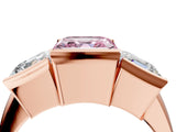 Rose gold Three Stone Fancy Pink Asscher Cut Cut Channel Set Diamond Ring_4