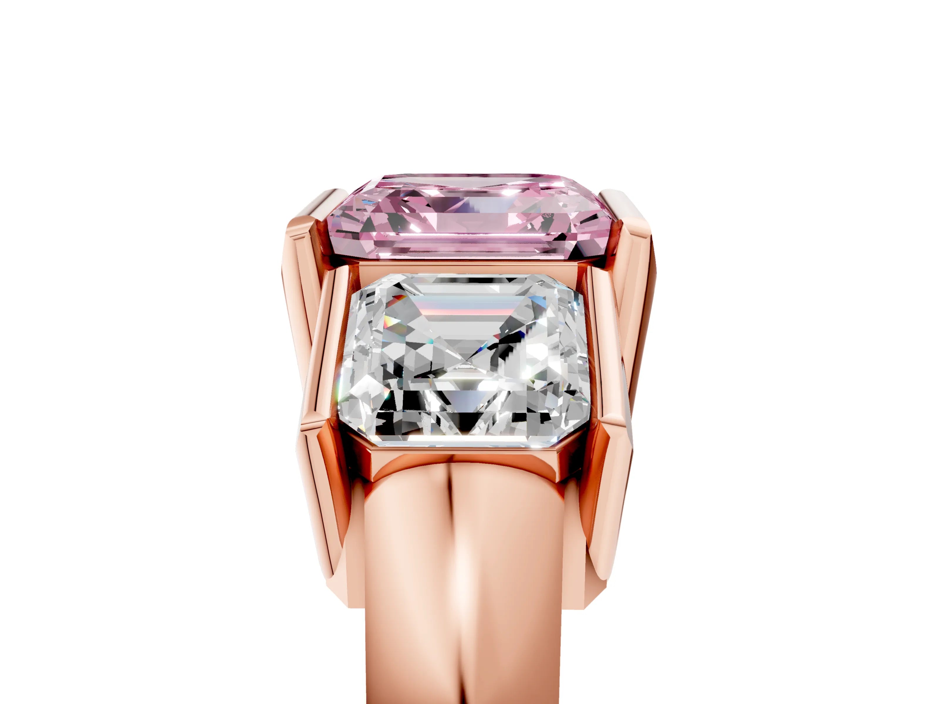 Rose gold Three Stone Fancy Pink Asscher Cut Cut Channel Set Diamond Ring_5