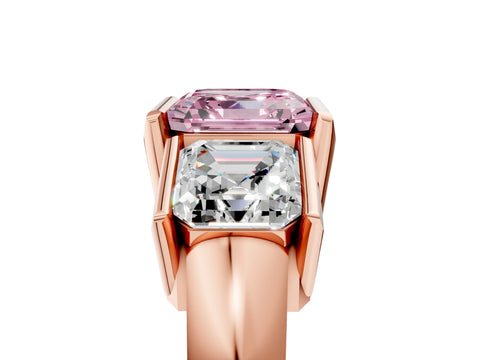 Rose gold Three Stone Fancy Pink Asscher Cut Cut Channel Set Diamond Ring_5