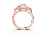 Rose gold Three-Stone Fancy Pink Asscher Cut Cut Classic Band Prong Setting Ring_3