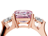 Rose gold Three-Stone Fancy Pink Asscher Cut Cut Classic Band Prong Setting Ring_4