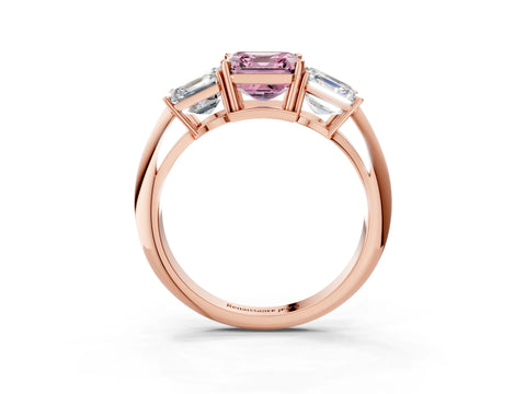 Rose gold Three-Stone Fancy Pink Asscher Cut Cut Diamond Engagement Ring with Prong Setting on a White Gold Band_27