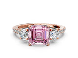 Rose gold Three-Stone Fancy Pink Asscher Cut Cut Diamond Pavé Band with Prong Setting_15