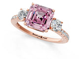 Rose gold Three-Stone Fancy Pink Asscher Cut Cut Diamond Pavé Band with Prong Setting_16