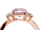 Rose gold Three-Stone Fancy Pink Asscher Cut Cut Diamond Pavé Band with Prong Setting_19