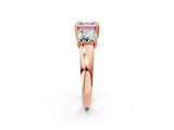 Rose gold Three-Stone Fancy Pink Asscher Cut Cut Diamond Ring with Channel Set Band and Four-Prong Setting_2