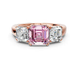 Rose gold Three-Stone Fancy Pink Asscher Cut Cut Diamond Ring with Channel Set Band and Four-Prong Setting_24