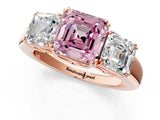 Rose gold Three-Stone Fancy Pink Asscher Cut Cut Diamond Ring with Channel Set Band and Four-Prong Setting_25