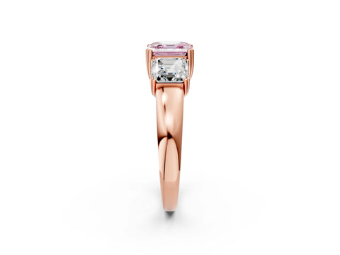 Rose gold Three-Stone Fancy Pink Asscher Cut Cut Diamond Ring with Channel Set Band and Four-Prong Setting_2