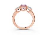 Rose gold Three-Stone Fancy Pink Asscher Cut Cut Diamond Ring with Channel Set Band and Four-Prong Setting_3