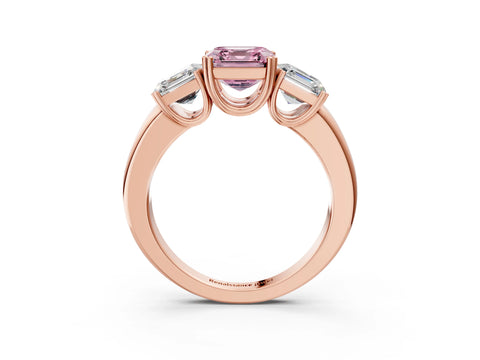 Rose gold Three-Stone Fancy Pink Asscher Cut Cut Diamond Ring with Channel Set Band and Four-Prong Setting_3