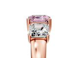 Rose gold Three-Stone Fancy Pink Asscher Cut Cut Diamond Ring with Channel Set Band and Four-Prong Setting_5