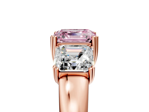 Rose gold Three-Stone Fancy Pink Asscher Cut Cut Diamond Ring with Channel Set Band and Four-Prong Setting_5