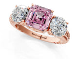 Rose gold Three-Stone Fancy Pink Asscher Cut Cut Diamond Ring with Channel-Set Band and Prong Setting_1