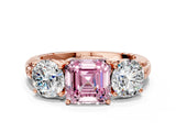 Rose gold Three-Stone Fancy Pink Asscher Cut Cut Diamond Ring with Channel-Set Band and Prong Setting_12