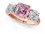 Rose gold Three-Stone Fancy Pink Asscher Cut Cut Diamond Ring with Channel-Set Band and Prong Setting_13
