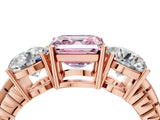 Rose gold Three-Stone Fancy Pink Asscher Cut Cut Diamond Ring with Channel-Set Band and Prong Setting_16