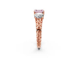 Rose gold Three-Stone Fancy Pink Asscher Cut Cut Diamond Ring with Channel-Set Band and Prong Setting_2