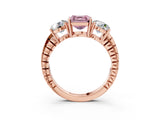 Rose gold Three-Stone Fancy Pink Asscher Cut Cut Diamond Ring with Channel-Set Band and Prong Setting_3
