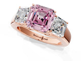 Rose gold Three-Stone Fancy Pink Asscher Cut Cut Diamond Ring with Prong Setting and Classic Band_1
