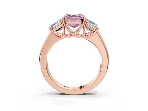 Rose gold Three-Stone Fancy Pink Asscher Cut Cut Diamond Ring with Prong Setting and Classic Band_3