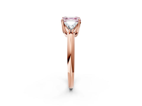 Rose gold Three-Stone Fancy Pink Asscher Cut Cut Diamond Ring with Trillion Side Stones and Four-Prong Setting_5