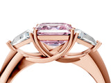 Rose gold Three-Stone Fancy Pink Asscher Cut Cut Diamond Ring with Trillion Side Stones and Four-Prong Setting_7