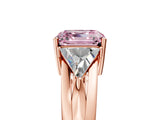 Rose gold Three-Stone Fancy Pink Asscher Cut Cut Diamond Ring with Trillion Side Stones on a Split Shank Band_5