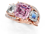 Rose gold Three-Stone Fancy Pink Asscher Cut Cut Diamond Split Shank Prong Set Ring_1