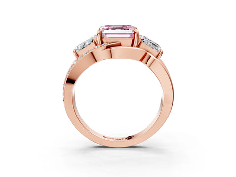 Rose gold Three-Stone Fancy Pink Asscher Cut Cut Diamond Split Shank Prong Set Ring_15