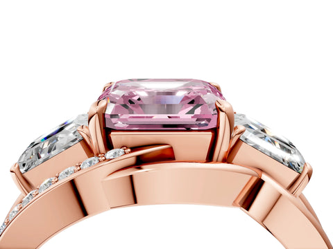 Rose gold Three-Stone Fancy Pink Asscher Cut Cut Diamond Split Shank Prong Set Ring_16