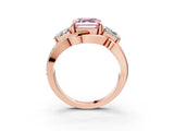 Rose gold Three-Stone Fancy Pink Asscher Cut Cut Diamond Split Shank Prong Set Ring_3