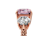Rose gold Three-Stone Fancy Pink Asscher Cut Cut Milgrain Band Prong Setting Ring_11