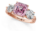 Rose gold Three-Stone Fancy Pink Asscher Cut Cut Milgrain Band Prong Setting Ring_7