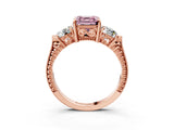 Rose gold Three-Stone Fancy Pink Asscher Cut Cut Milgrain Band Prong Setting Ring_9