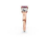 Rose gold Three-Stone Fancy Pink Asscher Cut Cut Solitaire Ring with Classic Prong Setting_2