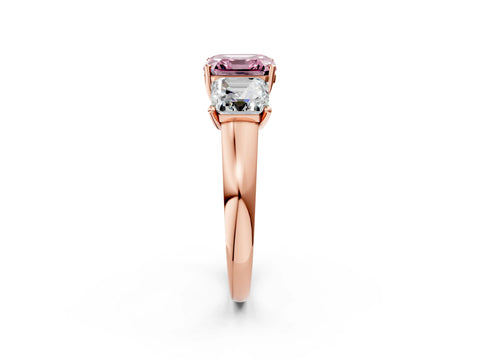 Rose gold Three-Stone Fancy Pink Asscher Cut Cut Solitaire Ring with Classic Prong Setting_2