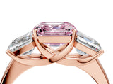 Rose gold Three-Stone Fancy Pink Asscher Cut Cut Solitaire Ring with Classic Prong Setting_4